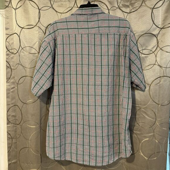 Tropicool Men's Plaid Shirt XL Short Sleeve Button Down Green Red Casual Preppy - Picture 4 of 6